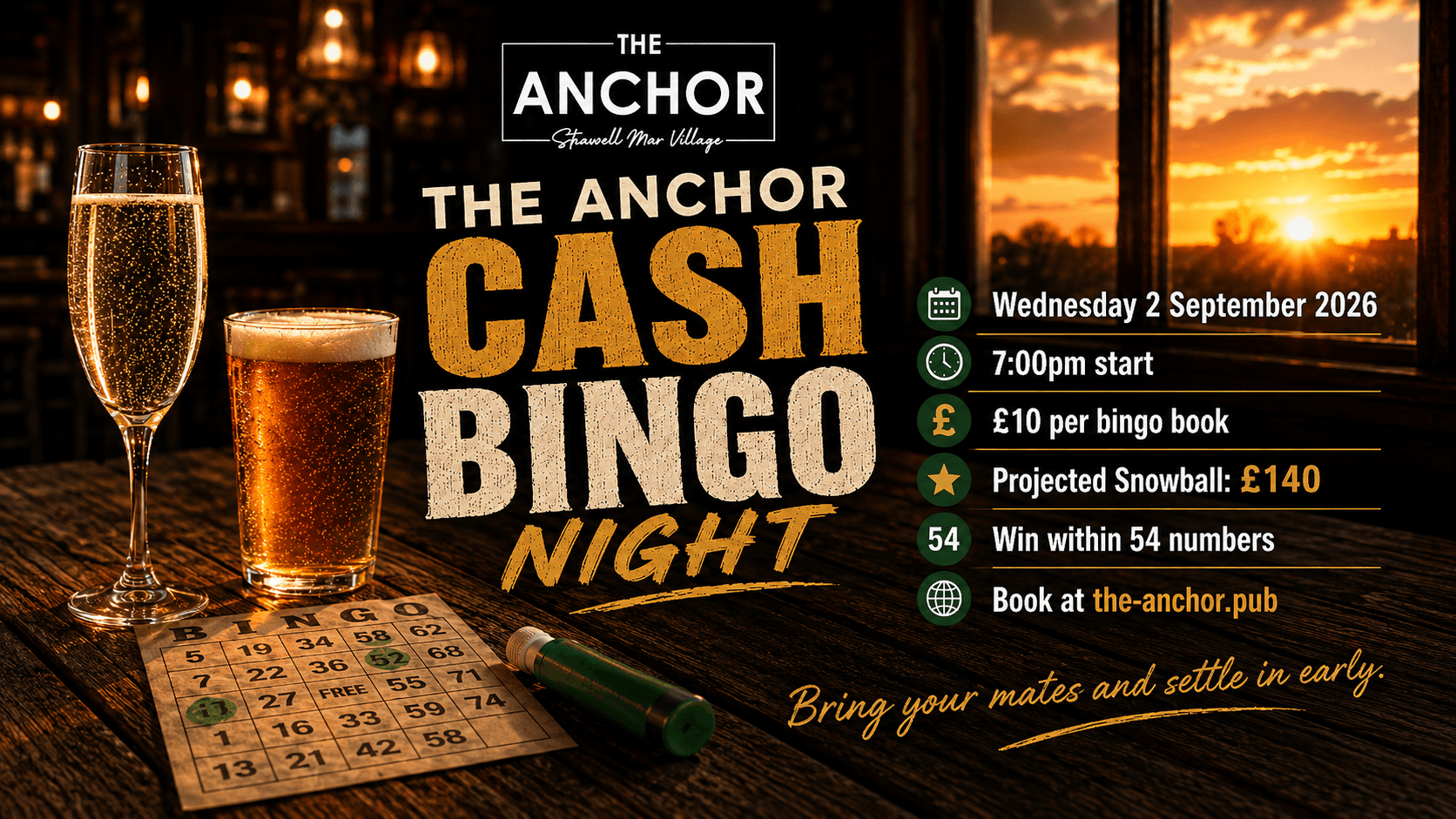 Cash Bingo cards and players at The Anchor pub in Stanwell Moor