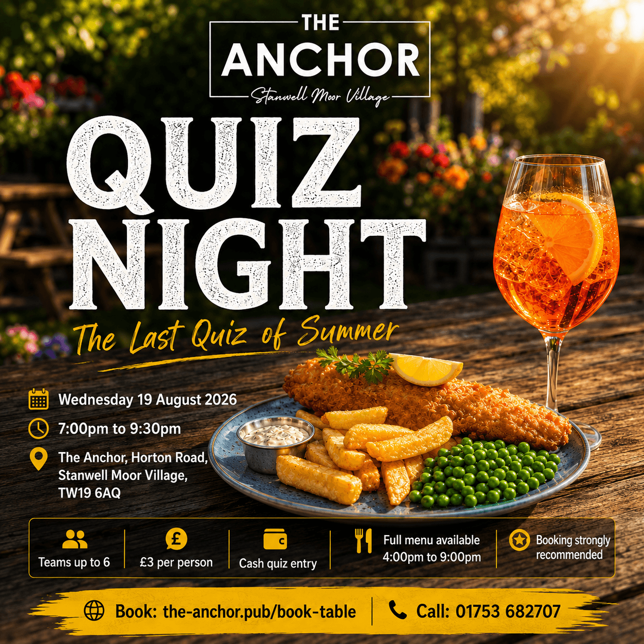 Quiz Night at The Anchor with teams participating and enjoying the fun atmosphere.