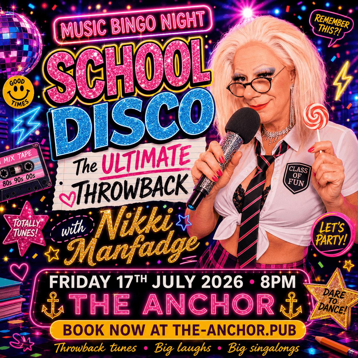 A lively scene from Music Bingo Night at The Anchor with people enjoying a nostalgic evening.