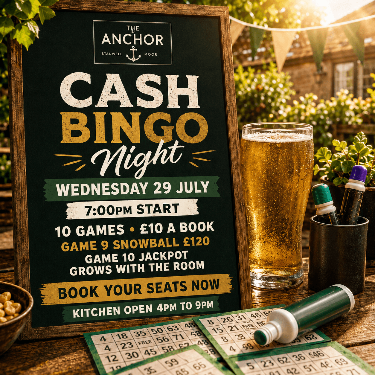 Cash Bingo Night at The Anchor with lively atmosphere and community participation.