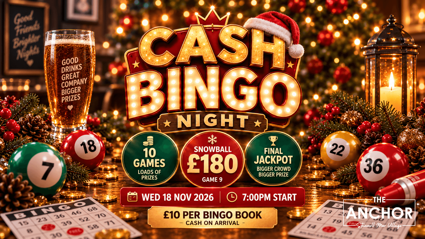 Cash Bingo cards and players at The Anchor pub in Stanwell Moor