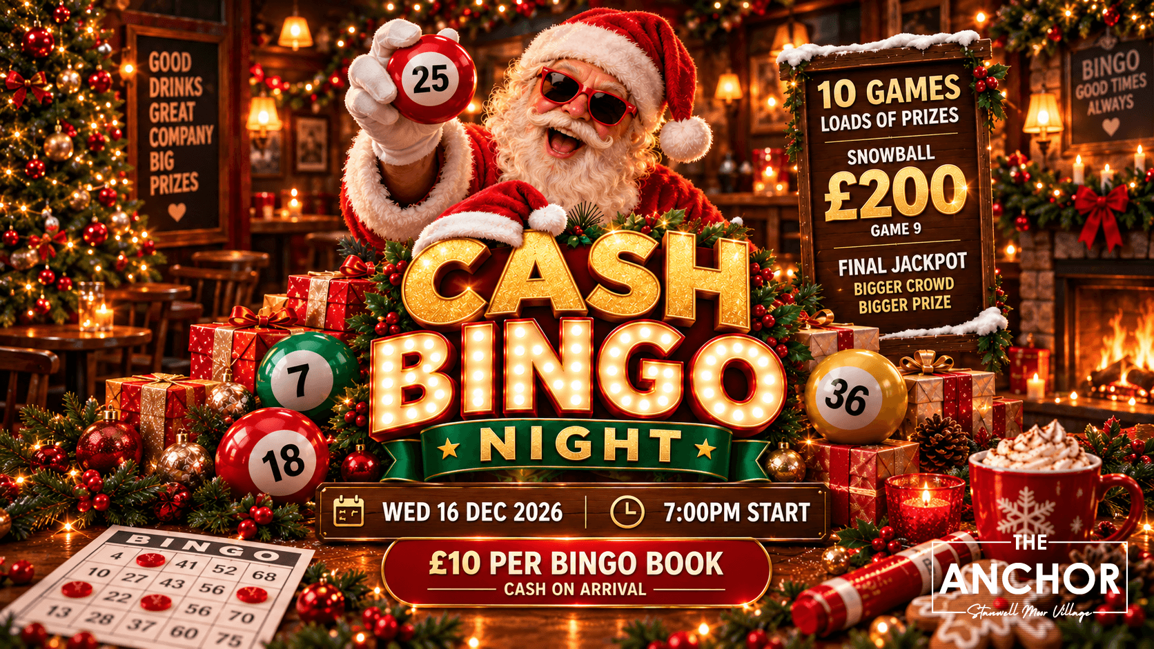 Cash Bingo cards and players at The Anchor pub in Stanwell Moor