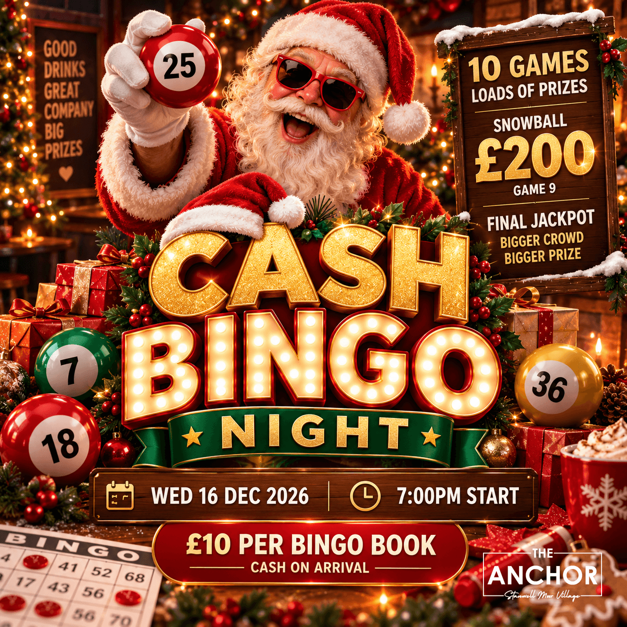Cash Bingo cards and players at The Anchor pub in Stanwell Moor