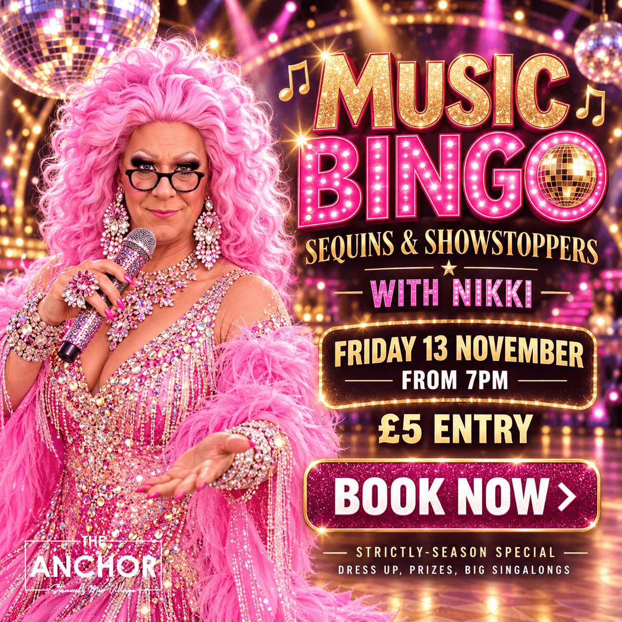 Guests enjoying a fun night of Music Bingo at The Anchor in Stanwell Moor.