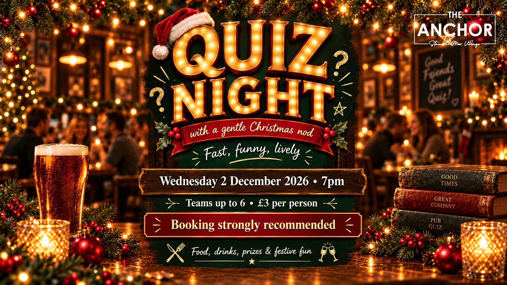 Quiz Night teams taking part in a pub quiz at The Anchor in Stanwell Moor